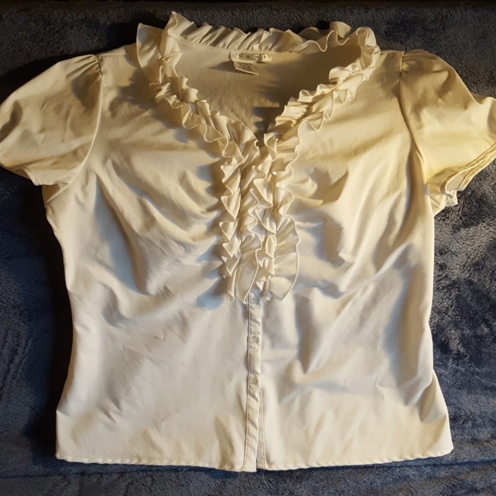 XL White Como Ruffle Blouse